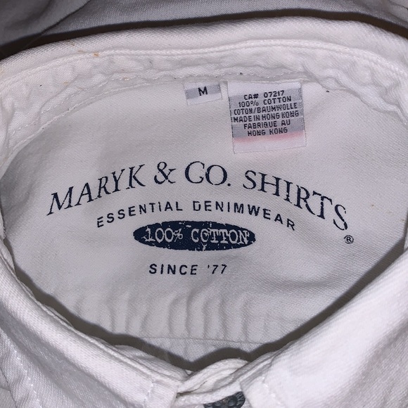 Vintage Maryk & Co. classic White Oversized Button Down Denim Shirt Top - Picture 6 of 6